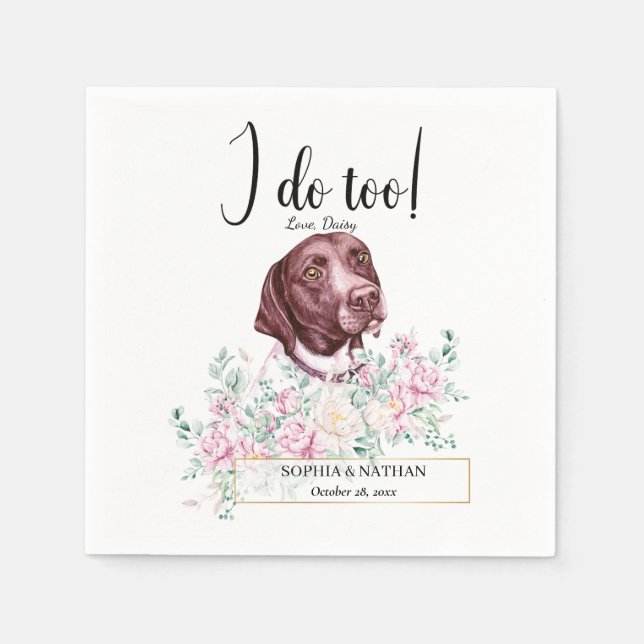 Pointer Dog Wedding Cocktail Napkins (Front)