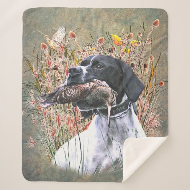 Pointer,  Hunting Woodcock    Sherpa Blanket (Front)