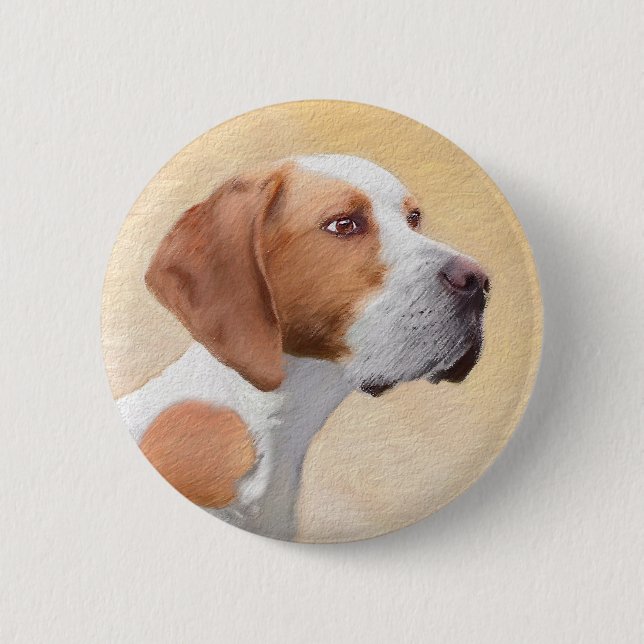 Pointer Painting - Cute Original Dog Art 2 Inch Round Button (Front)