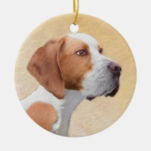 Pointer Painting - Cute Original Dog Art Ceramic Ornament