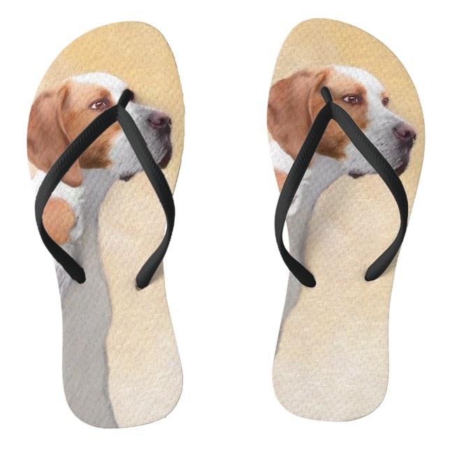 Pointer Painting - Cute Original Dog Art Flip Flops (Footbed)