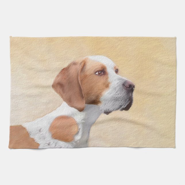 Pointer Painting - Cute Original Dog Art Kitchen Towel (Horizontal)