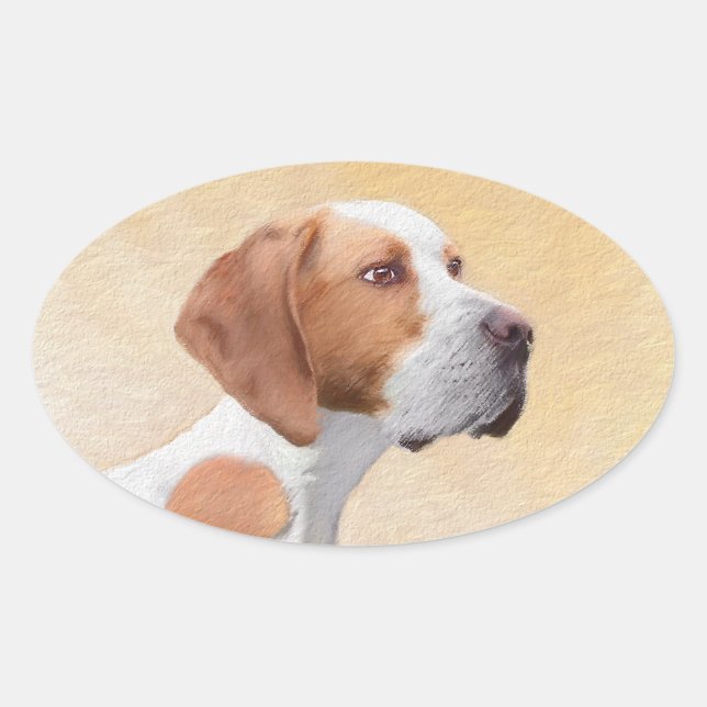 Pointer Painting - Cute Original Dog Art Oval Sticker (Front)