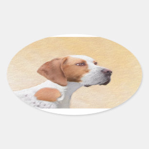 Pointer Painting - Cute Original Dog Art Oval Sticker