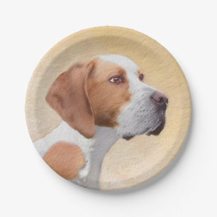 Pointer Painting - Cute Original Dog Art Paper Plate
