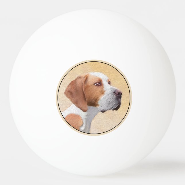Pointer Painting - Cute Original Dog Art Ping Pong Ball (Front)