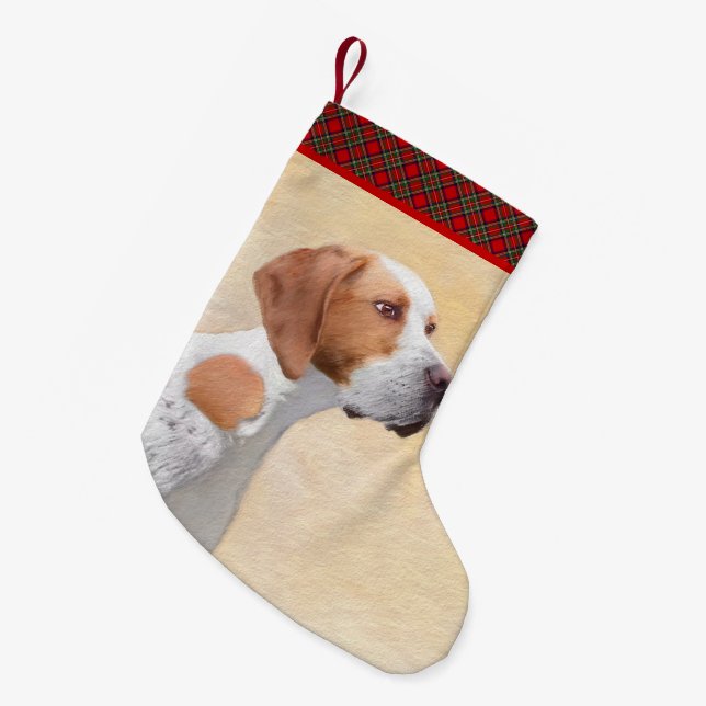 Pointer Painting - Cute Original Dog Art Small Christmas Stocking (Front (Hanging))
