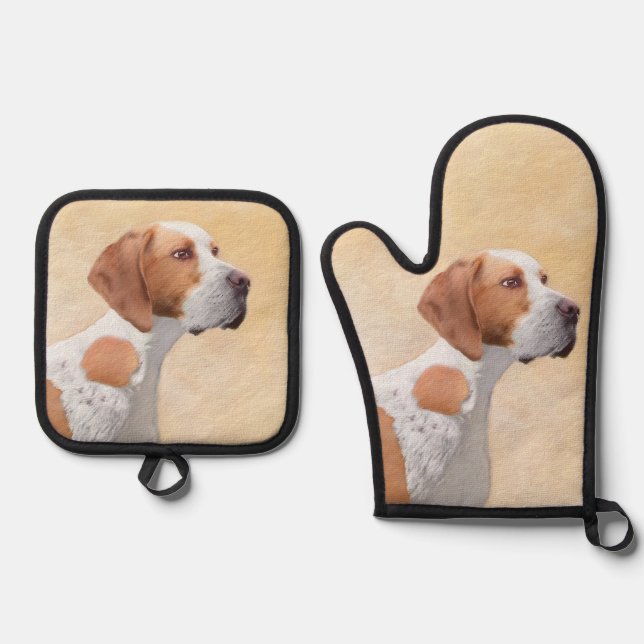 Pointer Painting English Cute Original Pet Dog Art Oven Mitt & Pot Holder Set (Front)