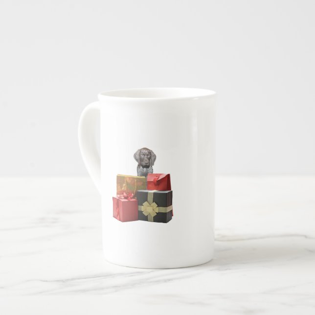 Pointer Puppy Christmas Gifts Bone China Mug (Front Left)