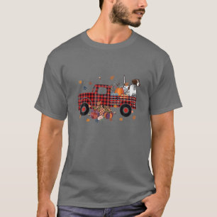 Pointer Riding Truck Pumpkin Autumn Leaves Fall T-Shirt