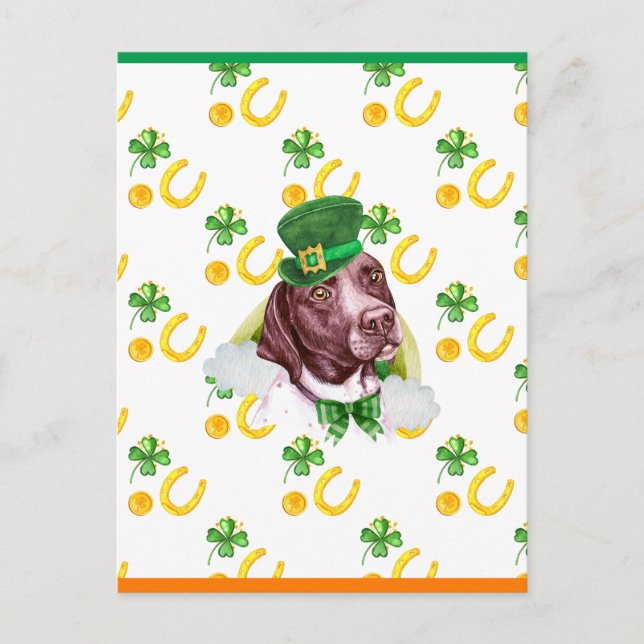 Pointer Shamrock St. Patricks Day Holiday Postcard (Front)