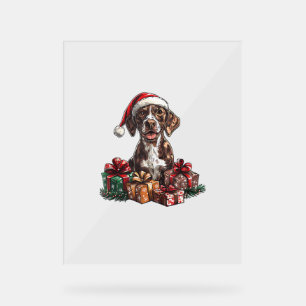 Pointeur à cheveux allemand Santa Hat Noël GSP