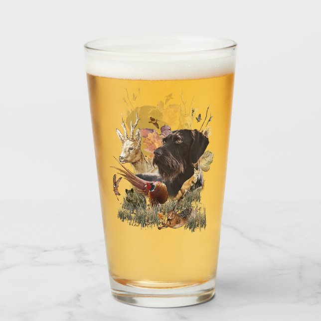 Pointeur À poils durs allemand, Verre de chasse de (Dos (rempli))