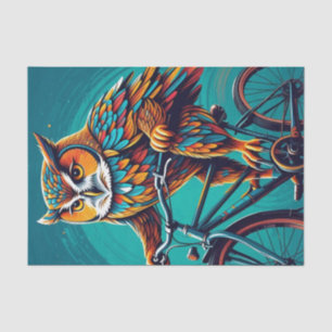 Pointilist Owl Riding a Bike Tissue Paper