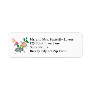 Pointillism Butterflies Address Labels