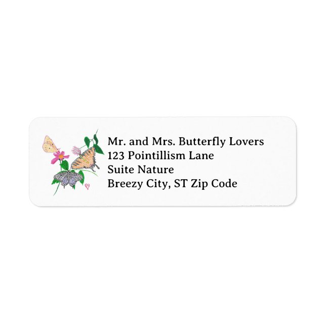 Pointillism Butterflies Address Labels (Front)