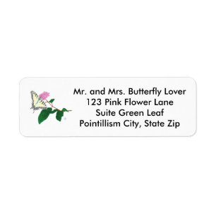 Pointillism Butterfly Flower Address Labels