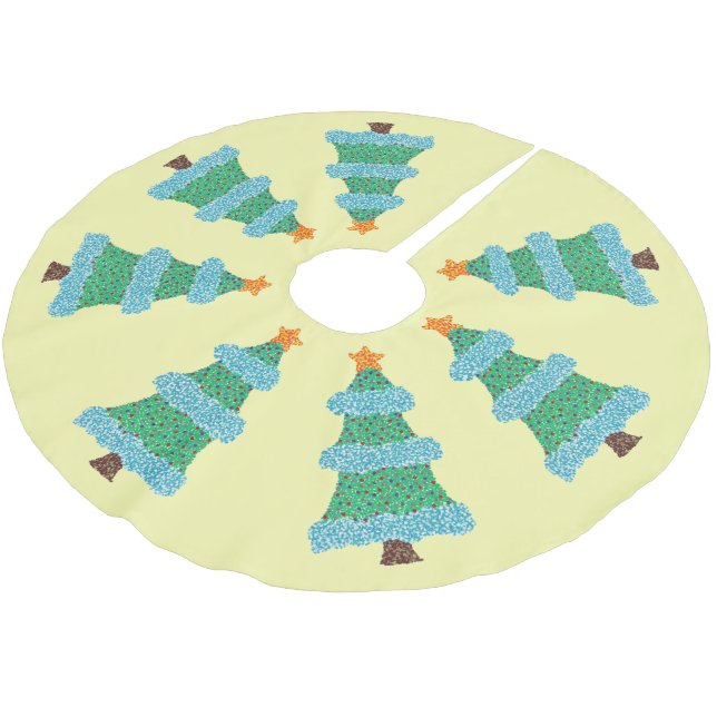 Pointillism Christmas Trees Tree Skirt (Angled)
