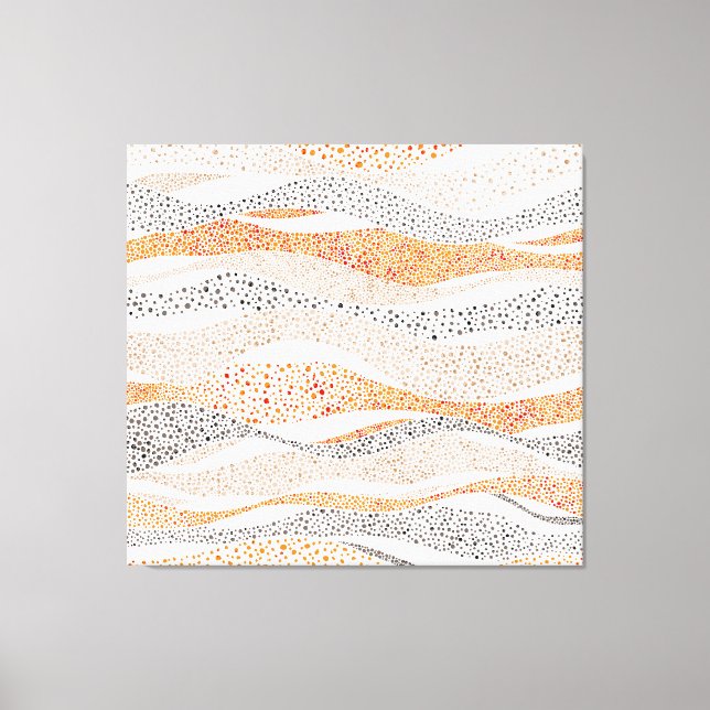 Pointillism Wavy Polka: Cute Doodle Textile Canvas Print (Front)