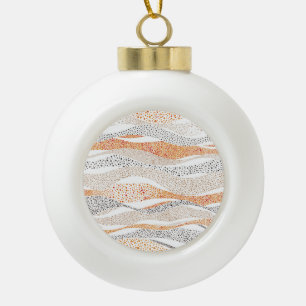 Pointillism Wavy Polka: Cute Doodle Textile Ceramic Ball Christmas Ornament