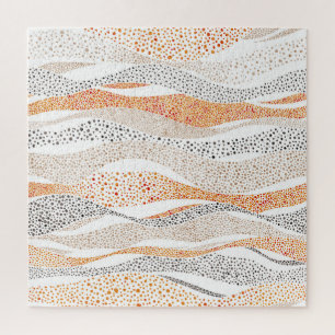 Pointillism Wavy Polka: Cute Doodle Textile Jigsaw Puzzle