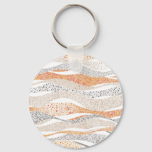 Pointillism Wavy Polka: Cute Doodle Textile Keychain