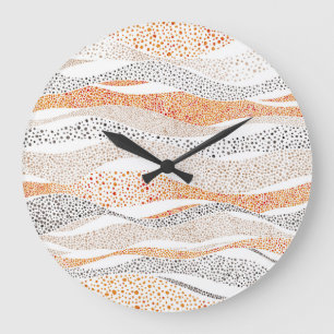 Pointillism Wavy Polka: Cute Doodle Textile Large Clock