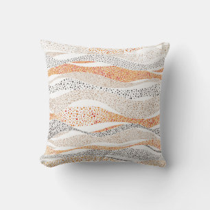 Pointillism Wavy Polka: Cute Doodle Textile Throw Pillow