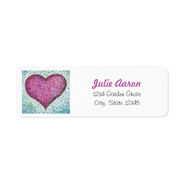 Pointillisme illustré Pink Heart Adresse de retour (Devant)
