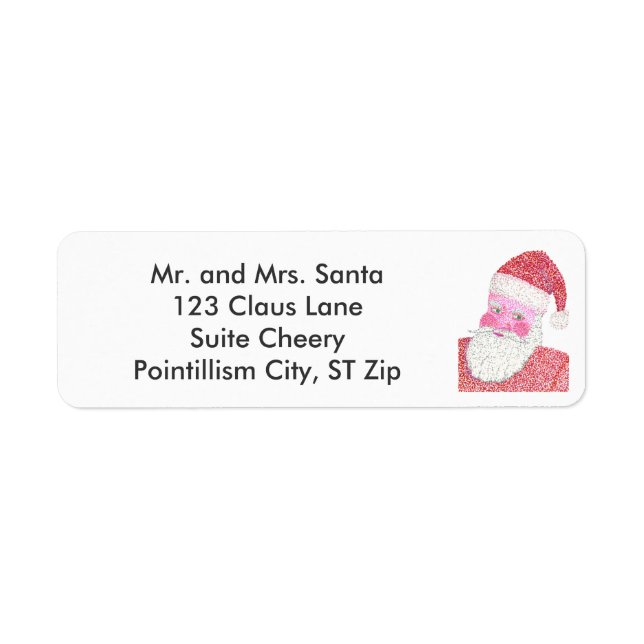 Pointillisme Jolly Père Noël Étiquette de adresse (Devant)