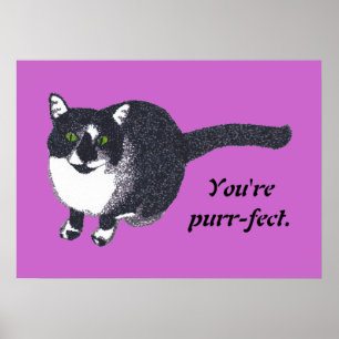 Pointillisme Tuxedo Chat Votre message Affiches