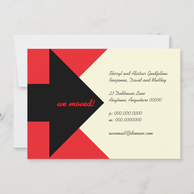 Pointing Arrow Moving Announcement and Invitation (Front)