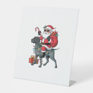 Pointing Dog Lover Funny Santa Riding Pointing Dog Pedestal Sign