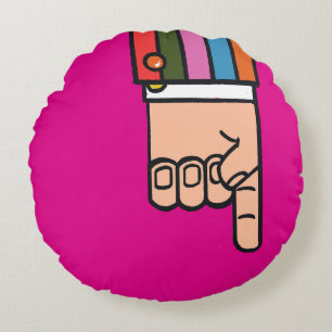 Pointing Finger Colorful Round Pillow