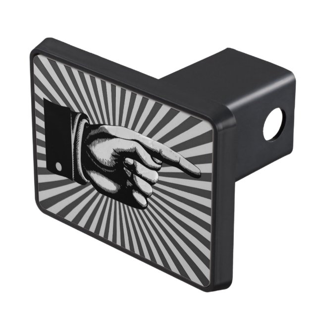 Pointing Finger Sunburst - Grey Trailer Hitch Cover (Top Right)