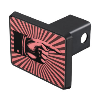 Pointing Finger Sunburst - Red Trailer Hitch Cover