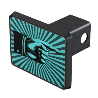 Pointing Finger Sunburst - Teal Trailer Hitch Cover