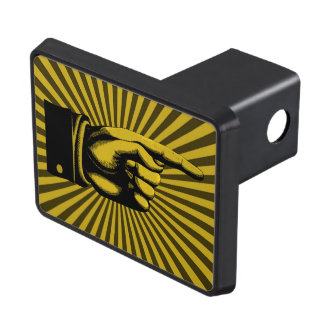 Pointing Finger Sunburst - Yellow Trailer Hitch Cover
