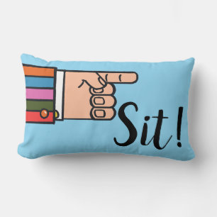 Pointing Hand Sit! Groovy Throw Pillow