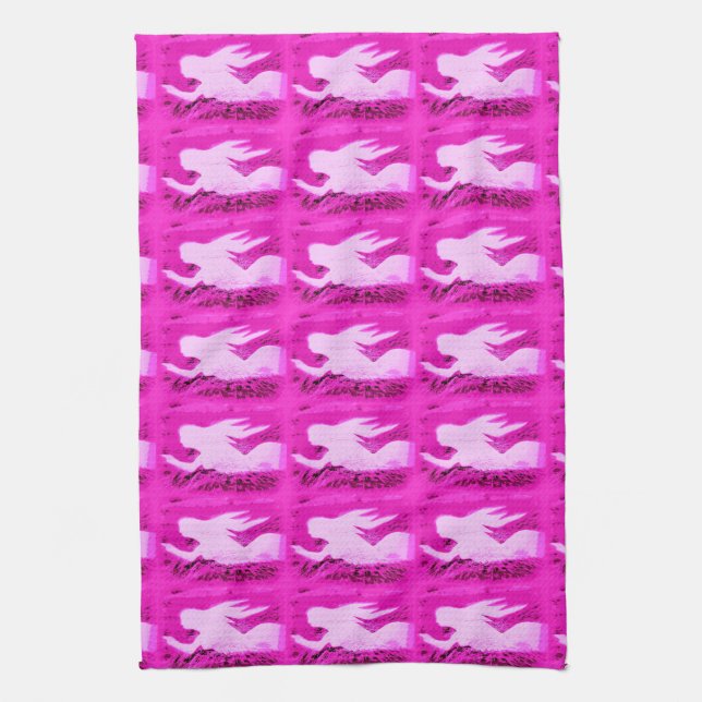 pointing pink mermaids kitchen towel (Vertical)