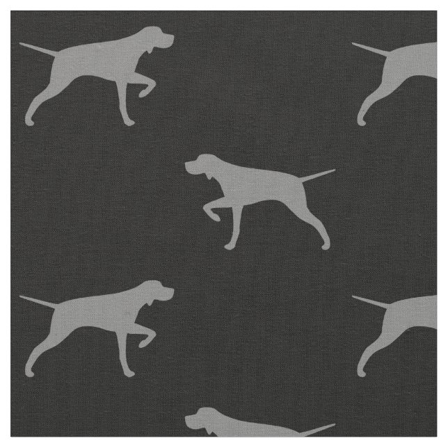 Pointing Pointer Dog Silhouettes Patterned Fabric (Close Up)