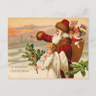 Pointing Santa Holiday Postcard