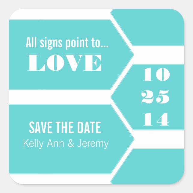Pointing Towards Love Save the Date Stickers (Front)