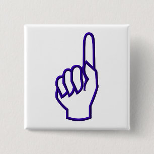 Pointing up finger/hand 2 inch square button