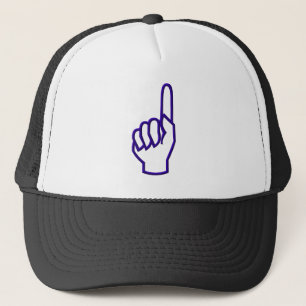 Pointing up finger/hand trucker hat