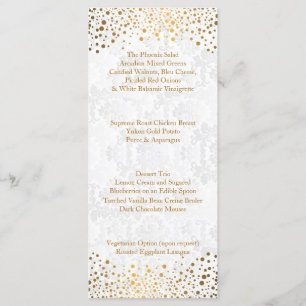 Points à la mode d'or de jour du mariage - menu