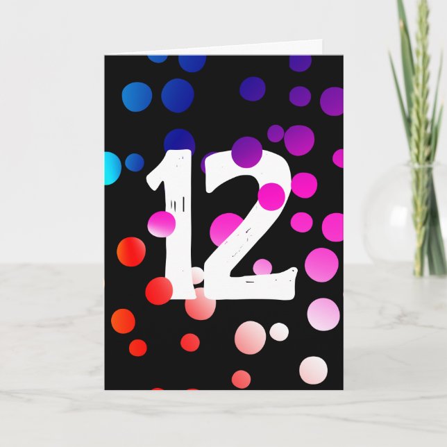 Points arc-en-ciel 12e anniversaire sur carte noir (Devant)