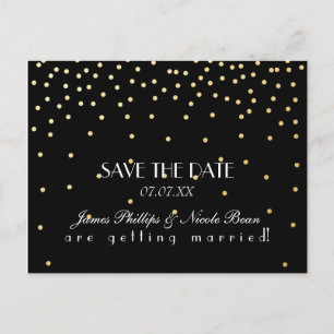 Points Black & Gold Foil Enregistrer La Carte Post