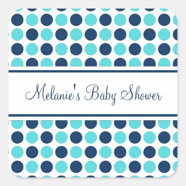 Points bleus Baby shower Favoriser les autocollant (Devant)