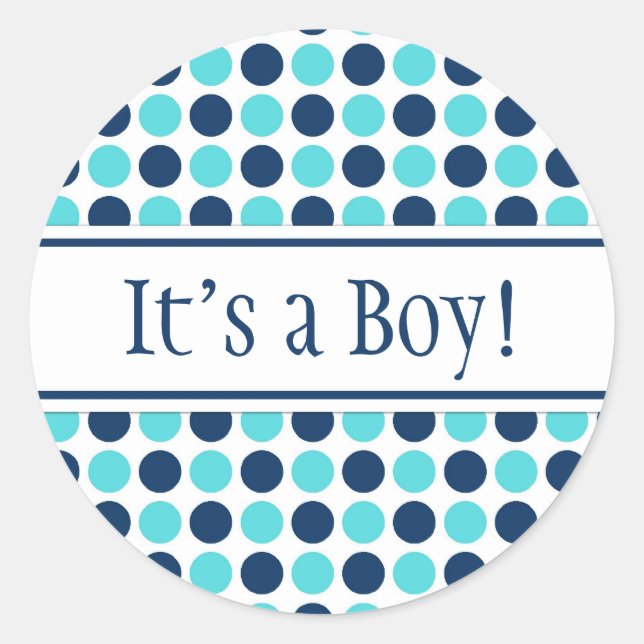 Points bleus C'est un Baby shower garçon Stickers (Devant)